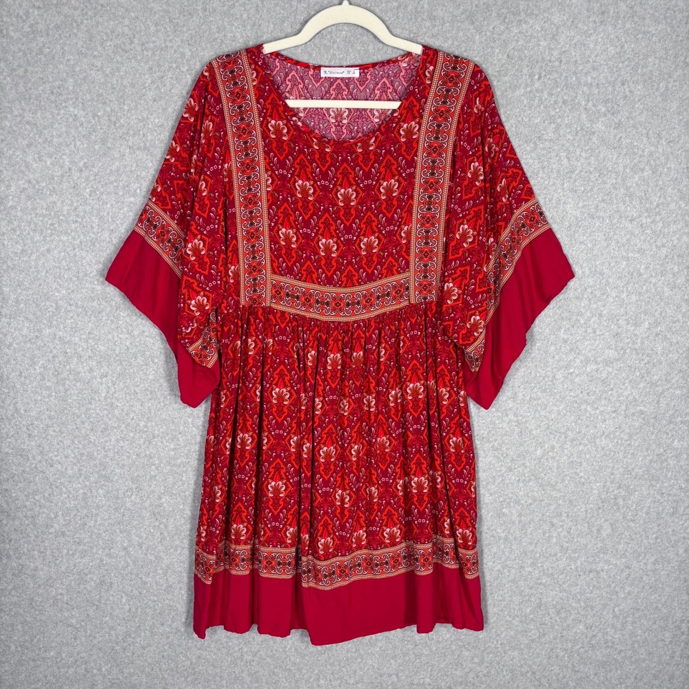 Boho Tunic Mini Dress Small Handkerchief Moroccan Kimono Cover Up Resort Flowy